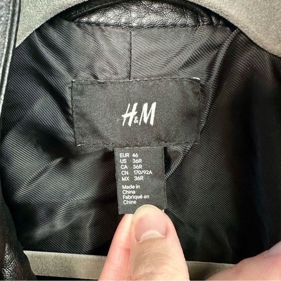 Black Heavy Faux Leather Black Moto Biker Jacket - Picture 10 of 14